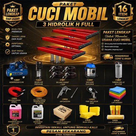paket usaha cuci mobil 3 hidrolik h full