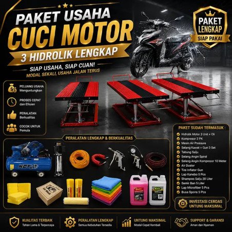 Paket Usaha Cuci Motor 3 Hidrolik Skala Menengah