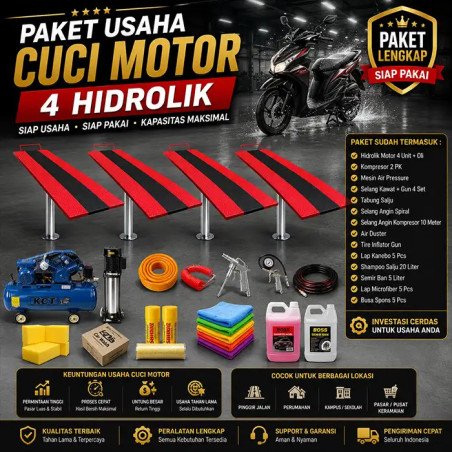Paket Usaha Cuci Motor 4 Hidrolik Premium