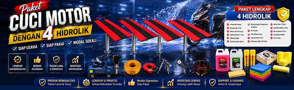 Paket Usaha Cuci Motor 4 Hidrolik Premium